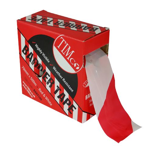 TIMCO Barrier Tape Red & White White 500m x 70mm Pack 1.0