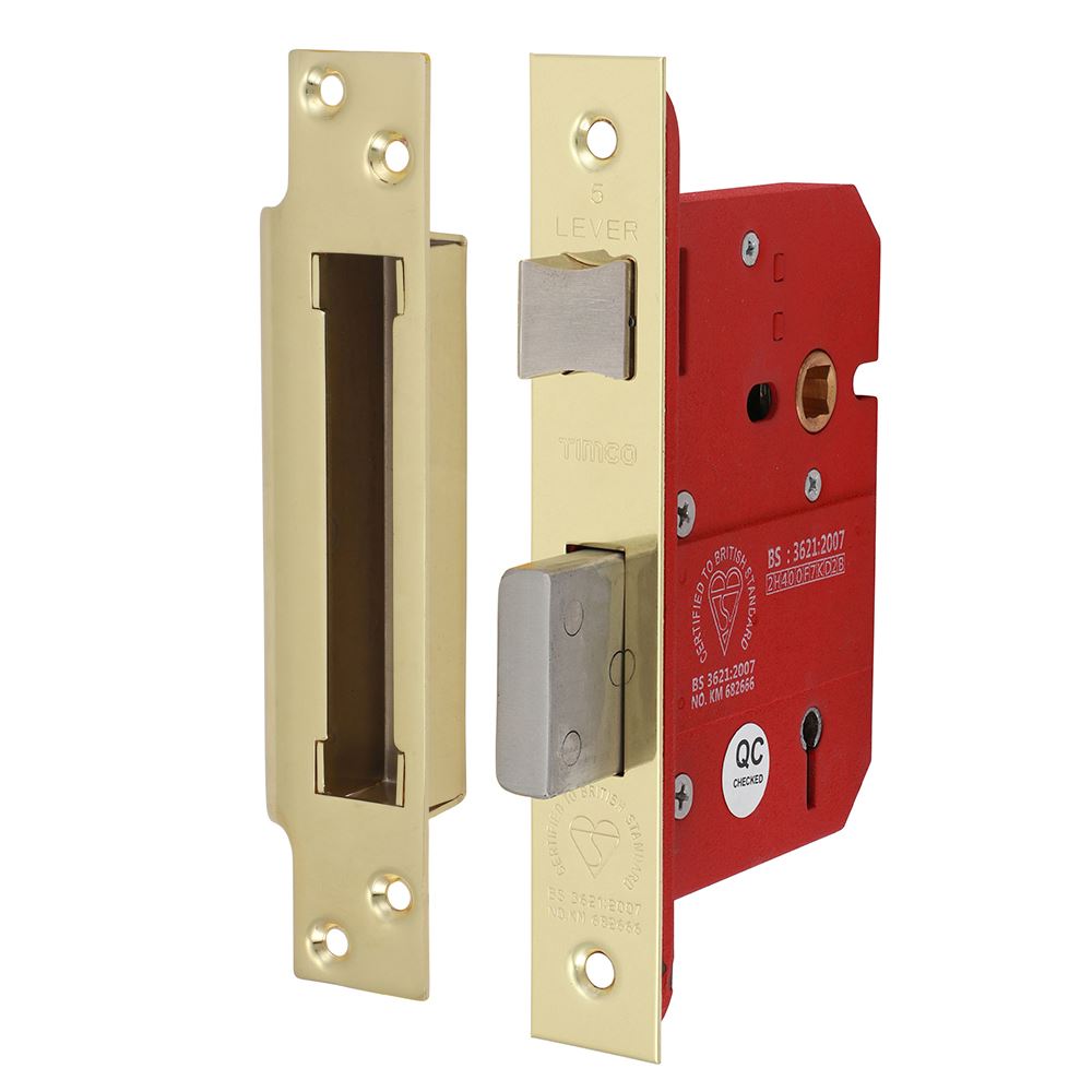 TIMCO 5 Lever BS Sashlock E. Brass 78mm Pack 1