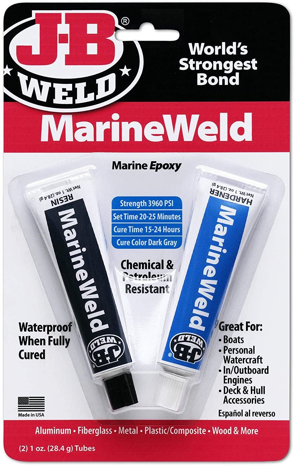 JB Weld MarineWeld 8272UK - Carded (2) 1 oz. Twin Tubes