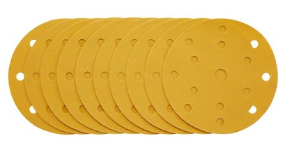 Draper 150MM GOLD SAND DISC 400G 15DE 08478 Gold Sanding Discs with Hook & Loop, 150mm, 15 Dust Extraction Holes (Pack of 10)