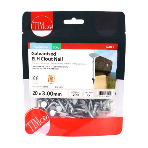 TIMCO Clout Nail ELH - Galvanised 20 x 3.00 Pack 0.5