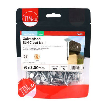 TIMCO Clout Nail ELH - Galvanised 20 x 3.00 Pack 0.5