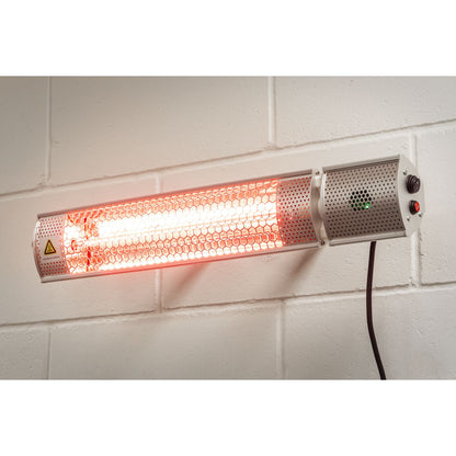 Sealey IWMH2000R High Efficiency Wall Mounting Infrared Short Wave Heater 2000W | 1000/2000W, 230V, Remote Control, Tip-Over Switch