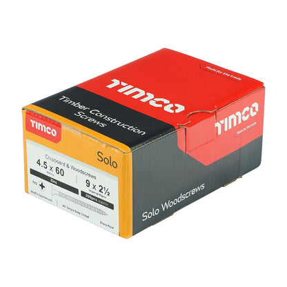 TIMCO Solo Woodscrew PZ2 CSK Zinc 4.5 x 60 Silver Pack 200