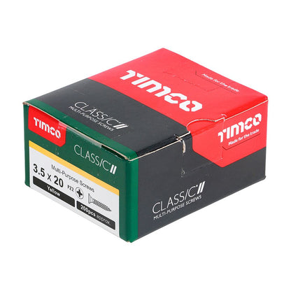 TIMCO Classic Screw PZ2 CSK ZYP 3.5 x 20 Gold Pack 200