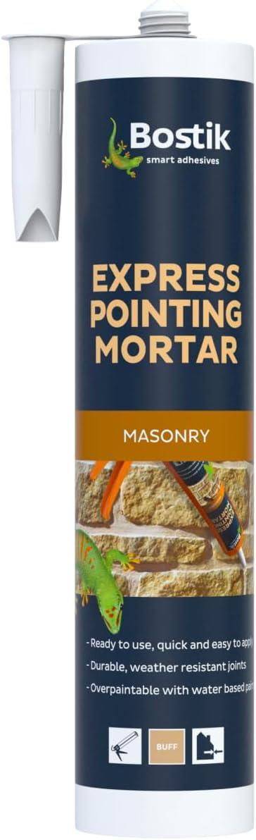 Bostik Express Pointing Mortar 310ml – Grey and Buff Ready-Mixed Masonry Joint Repair for Brick, Stone, Brick Slips and Lead Flashing