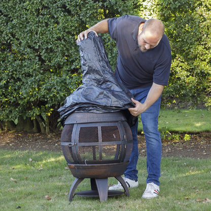 Dellonda DG122 Fire Pit, PVC Cover, Water-Resistant, Heavy Duty with Drawstrings for DG112 | Water Resistant | PVC fire pit cover for outdoor use.