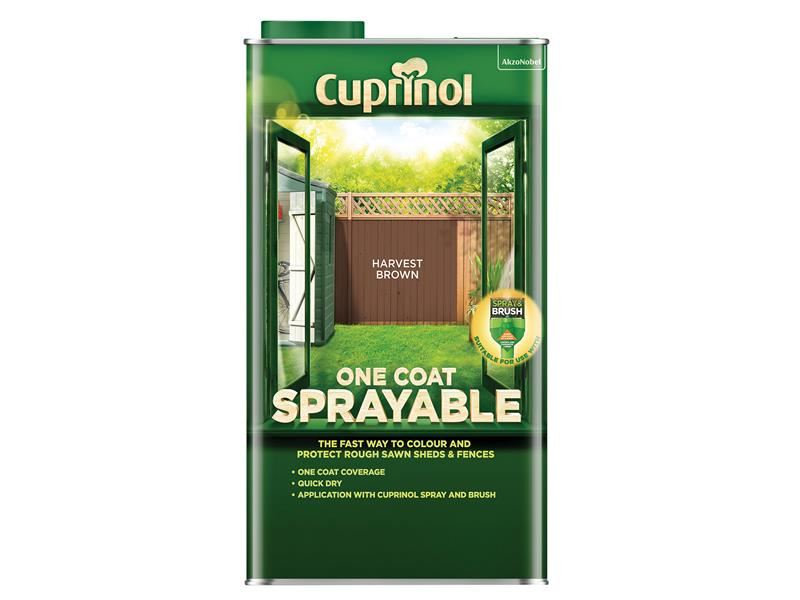 Cuprinol 5355973 One Coat Sprayable Fence Treatment Harvest Brown 5 litre
