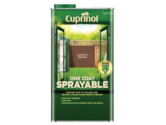 Cuprinol 5355973 One Coat Sprayable Fence Treatment Harvest Brown 5 litre