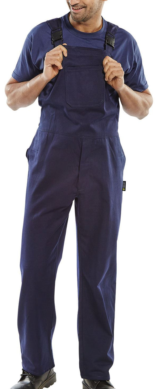BEESWIFT COTTON DRILL BIB AND BRACE NAVY BLUE 34
