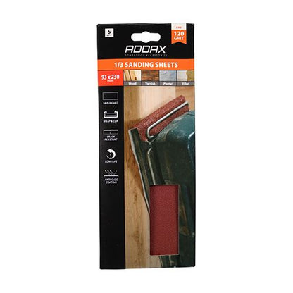 TIMCO Unpunched 1/3 Sand Sheet P120 93 x 230mm Red Pack 5