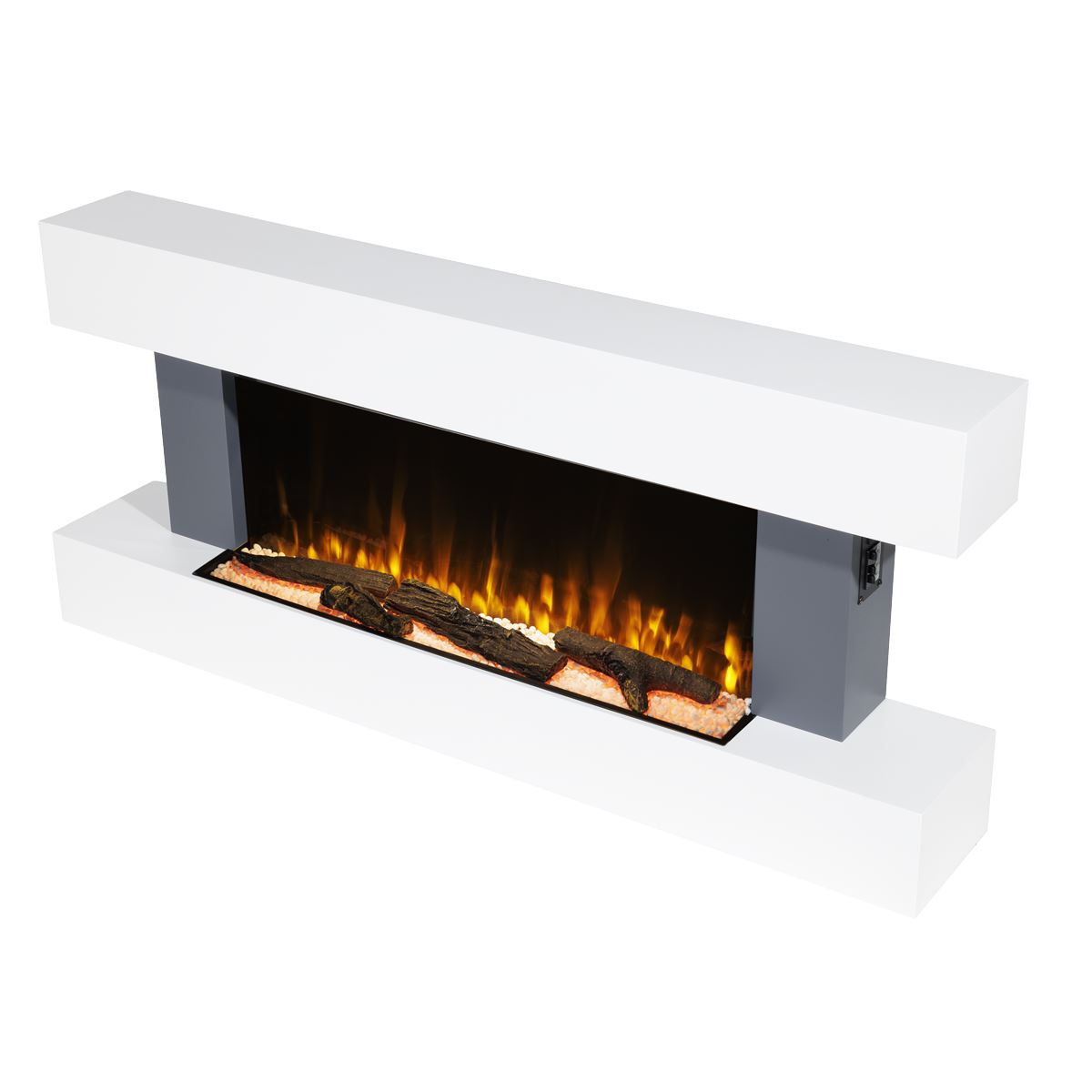 Baridi DH112 Wall Mounting Electric Fireplace with LED Flame Effect 52" - Grey | 230V~50Hz, Timer, Remote Control | Create a relaxing and cozy space