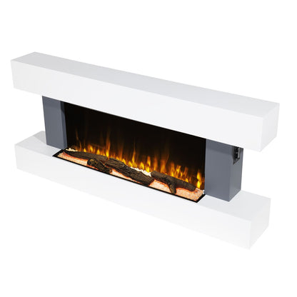 Baridi DH112 Wall Mounting Electric Fireplace with LED Flame Effect 52" - Grey | 230V~50Hz, Timer, Remote Control | Create a relaxing and cozy space