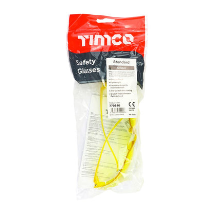 TIMCO Standard Safety Glasses Amber One Size Pack 1