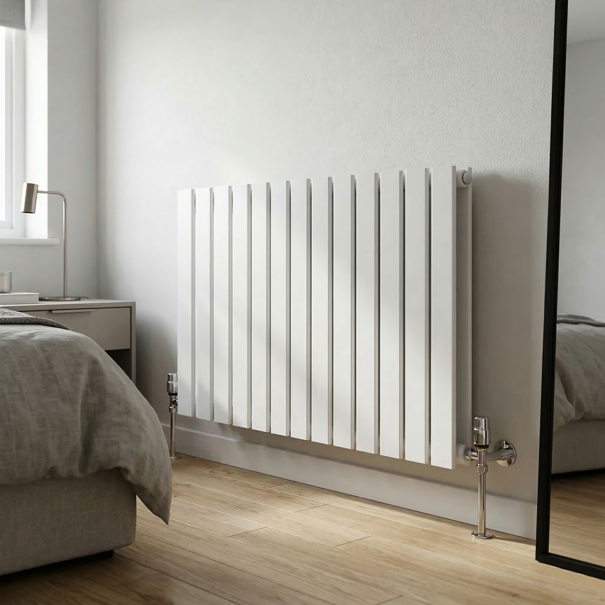Baridi DH351 Horizontal Radiator Contemporary Double Flat Panel Design 600 x 910mm - White | Steel | Horizontal flat panel design delivers a BTU