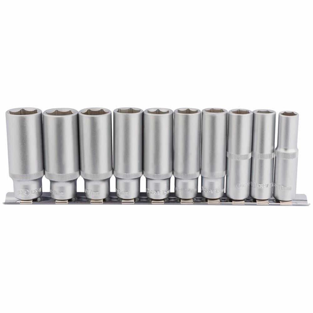 Draper 10PC 3/8 DEEP SOCKET SET RAIL 16401 3/8 Sq. Dr. Metric Deep Sockets on Metal Rail (10 Piece)