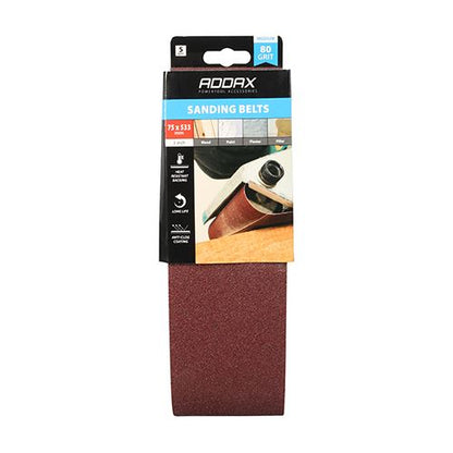 TIMCO Sanding Belts P80 75 x 533mm Red Pack 5