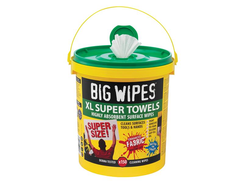 BigWipes 2447 0000 XL Super Towels Bio Pro+ Antiviral Wipes (Bucket 150)