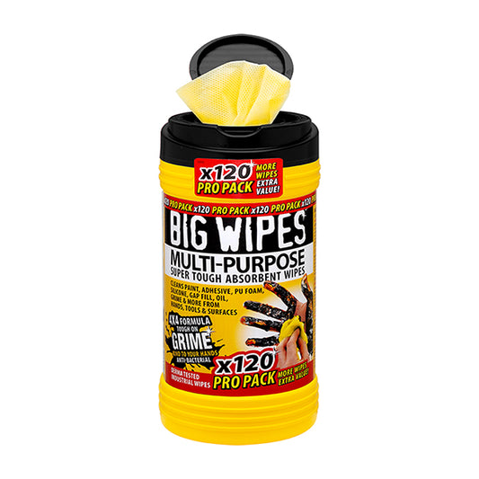 Big Wipes 120x Pro Multi Purpose Super Tough Industrial Absorbent Cleaning Wipes