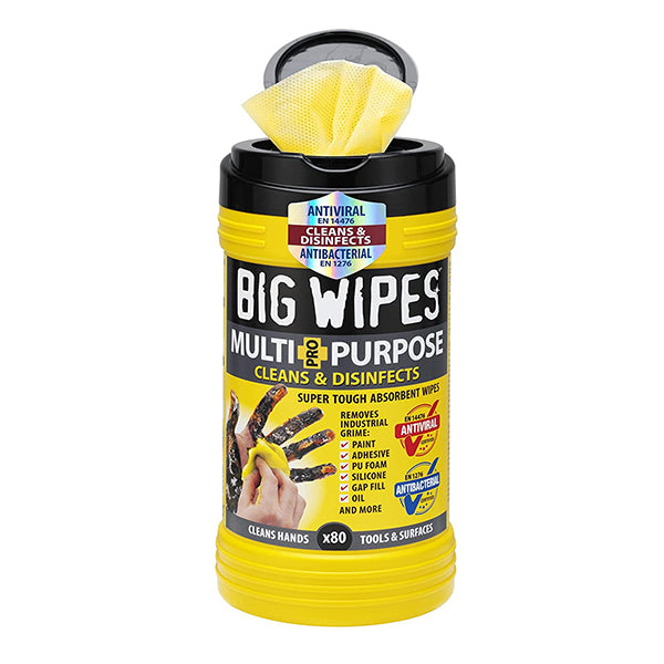 Big Wipes 80x Multi Purpose Super Tough Industrial Absorbent Cleaning Wipes