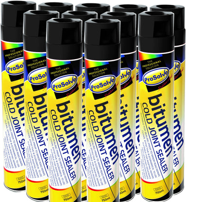 PACK OF 11 Prosolve Bitumen Cold Joint Sealer Aerosol 750ml adhesive tack coat Tarmac & Gutter Sealer