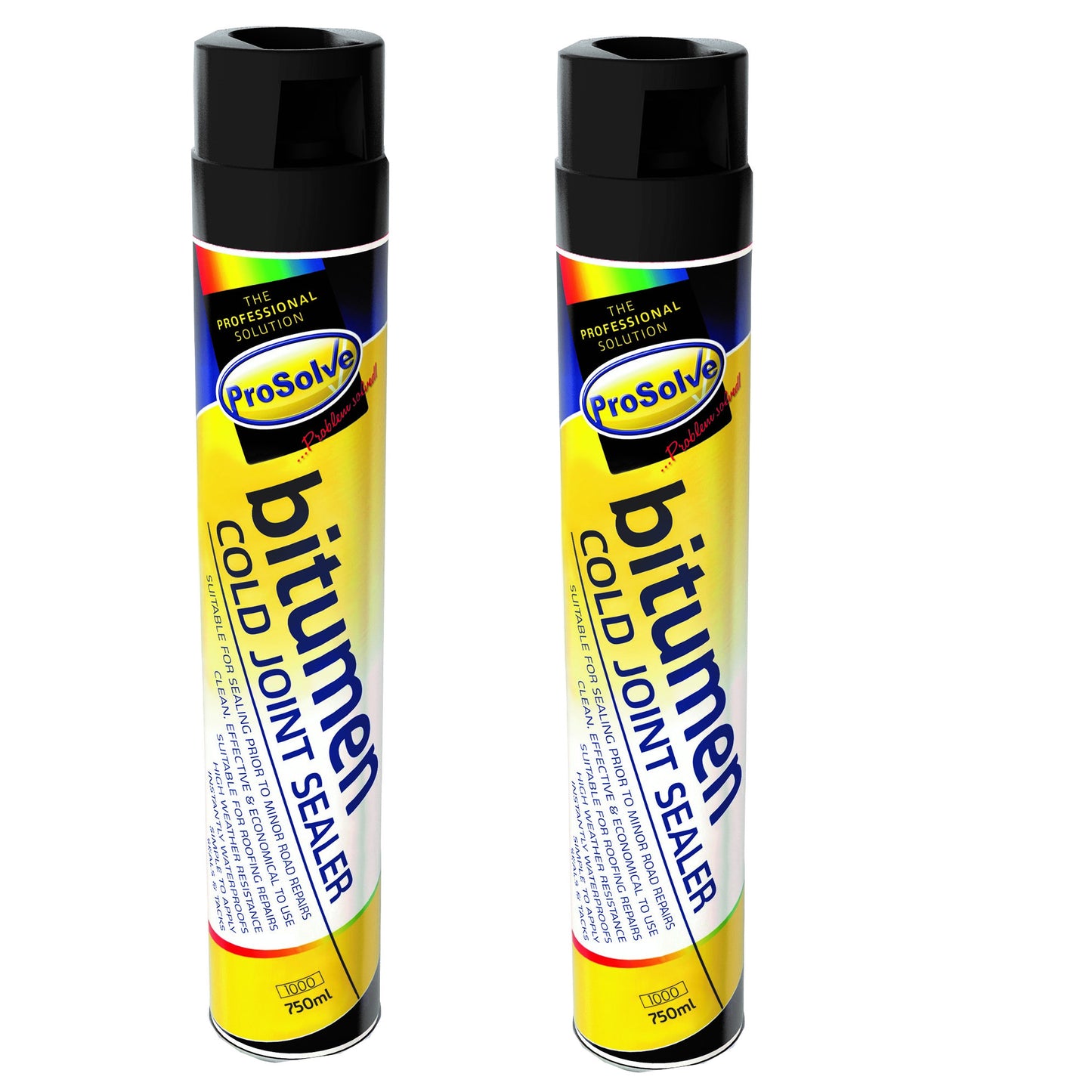 PACK OF 2 Prosolve Bitumen Cold Joint Sealer Aerosol 750ml adhesive tack coat Tarmac & Gutter Sealer