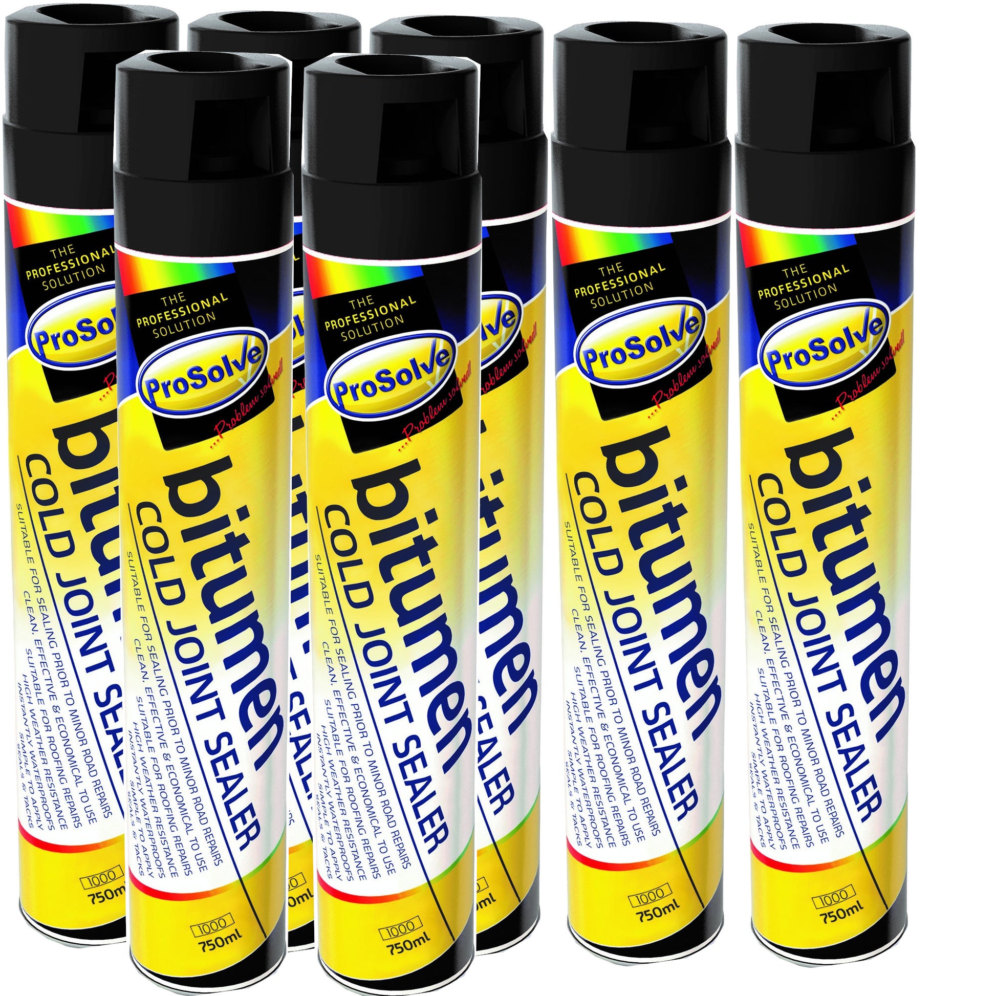 PACK OF 7 Prosolve Bitumen Cold Joint Sealer Aerosol 750ml adhesive tack coat Tarmac & Gutter Sealer