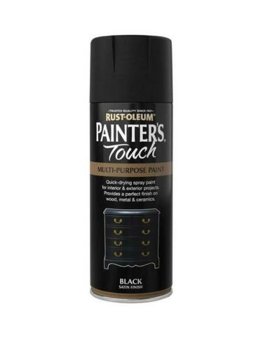 400ml Rust-Oleum Black Satin Finish Painters Touch Spray Multi Purpose
