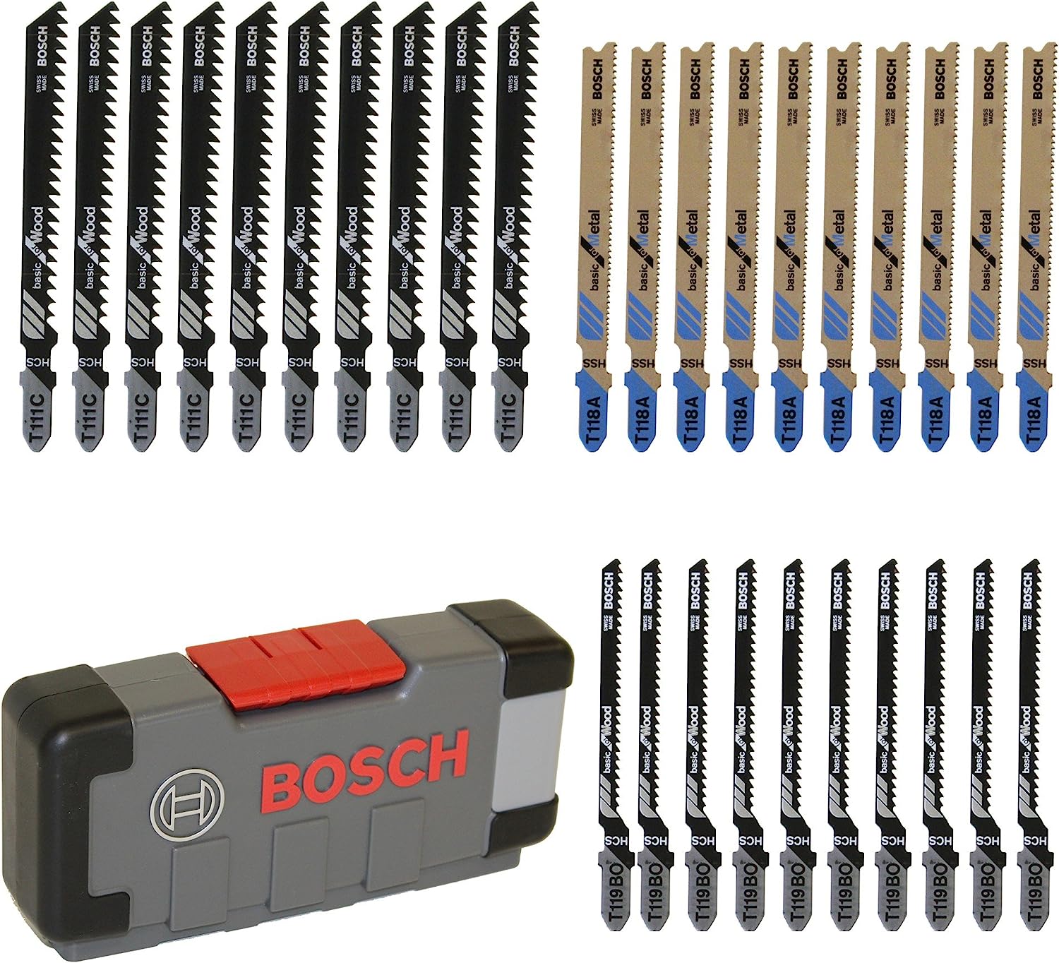 Bosch Professional 2607010903 30-Piece Basic for Wood and Metal Jigsaw Blade Set