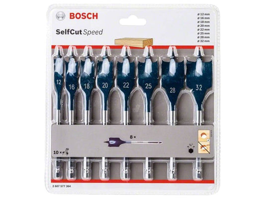 Bosch Professional 2607577364 SelfCut Speed Flat Wood Spade Drill Bit Set 8pc