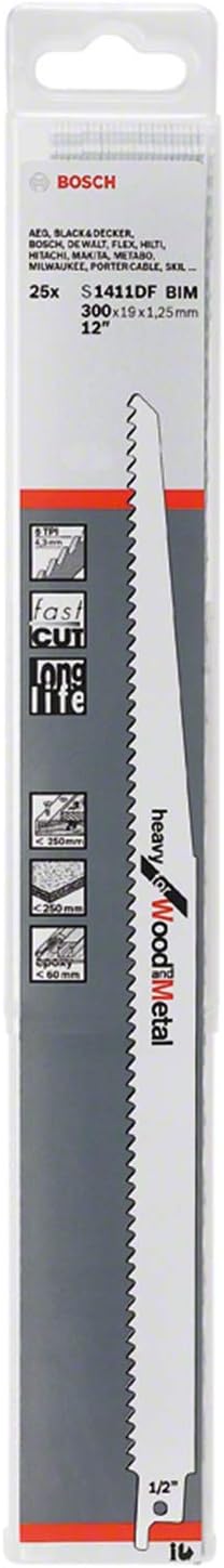 Bosch 2608654763 300mm Professional 5 pieces Sabre Saw Blades for Wood and Metal