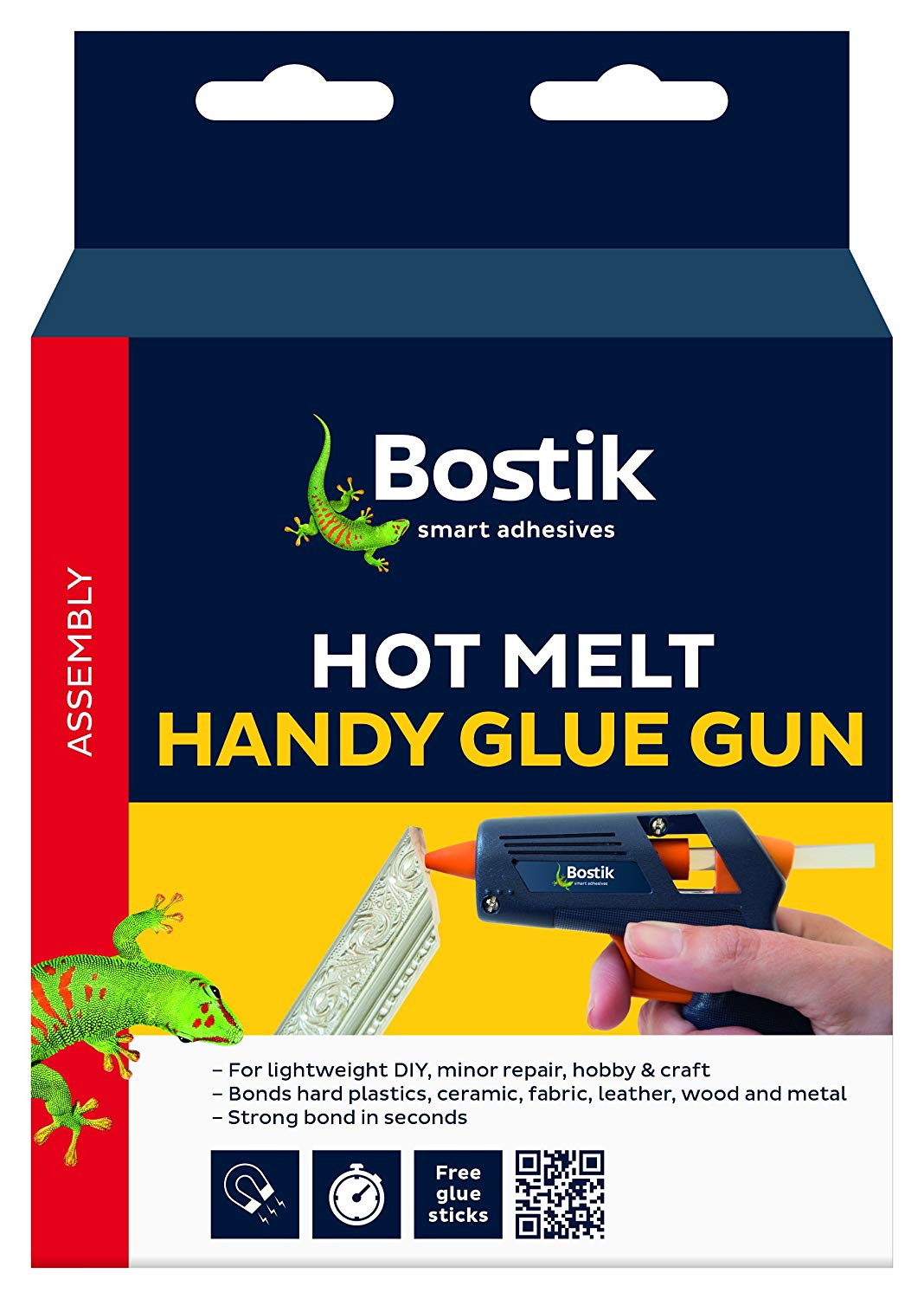 Bostik Handy Hot Melt Glue Gun Craft DIY Plastic Fabric Wood - Free Glue Sticks