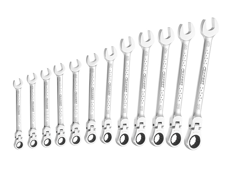 Expert E111102 Flexible Head Ratchet Spanner Set, 12 Piece