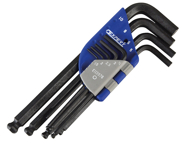 Expert E113976 Ball End Hexagon Key Long Arm Set, 9 Piece (1.5-10mm)