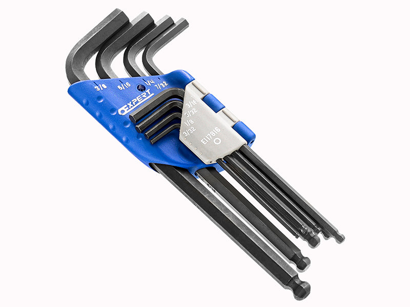 Expert E117816 Ball End Hexagon Key Long Arm Set, 8 Piece (3/32 - 3/8in)