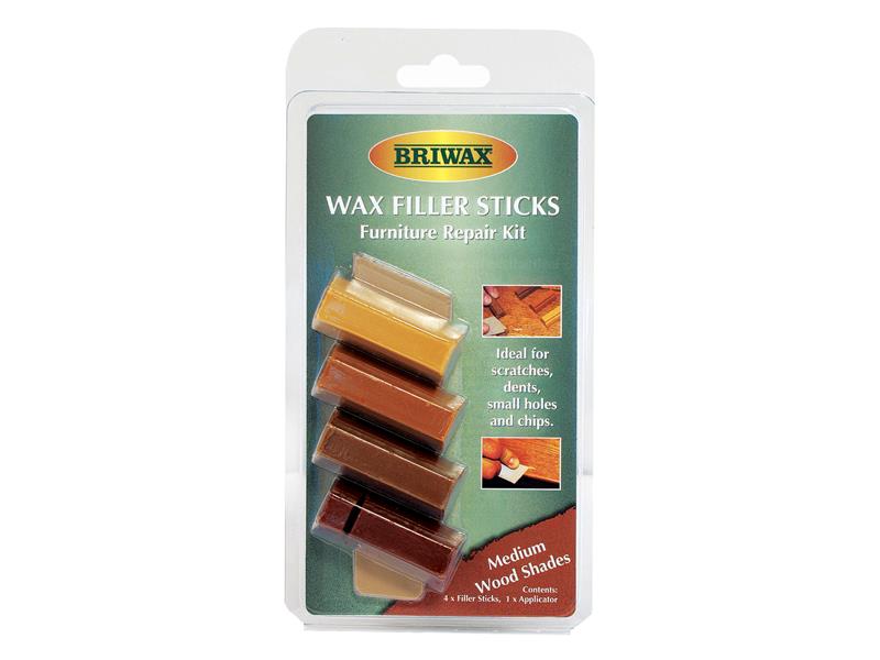 Briwax BWSWSMED Wax Filler Sticks Medium Wood Shades (Pack 4)