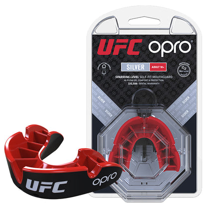 UFC Silver Mouthguard by Opro - Youths - Black/Red or Red/Black