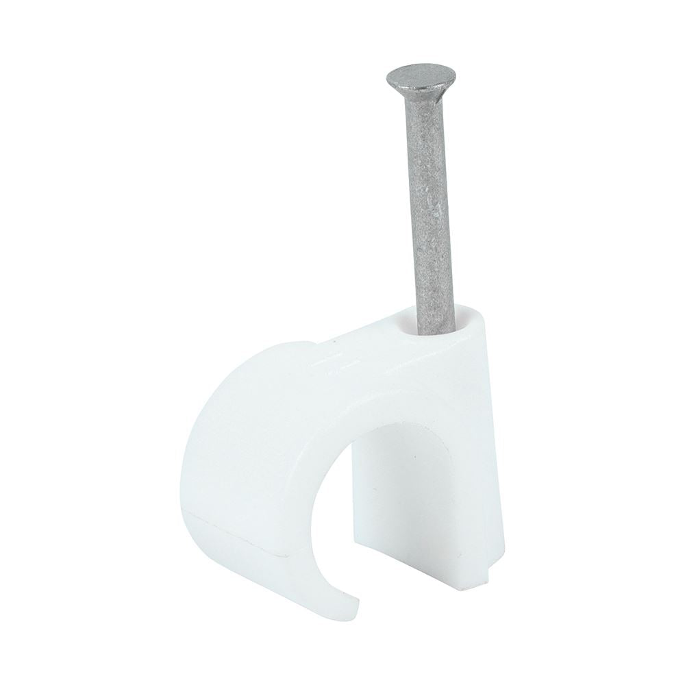 TIMCO Round Cable Clip White To fit 14.0mm White Pack 100