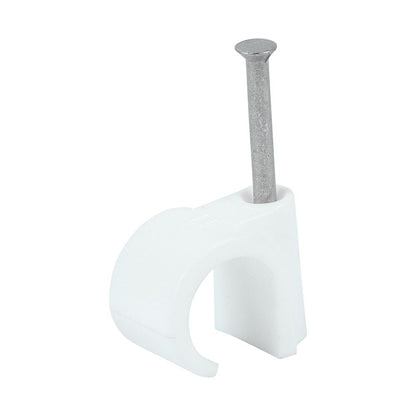 TIMCO Round Cable Clip White To fit 14.0mm White Pack 100