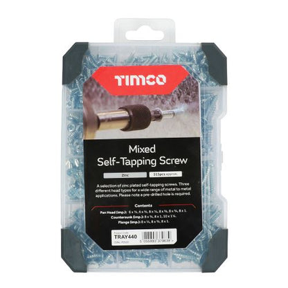 TIMCO Mix Self-Tapping Screws Zinc 475pcs Silver Pack 1