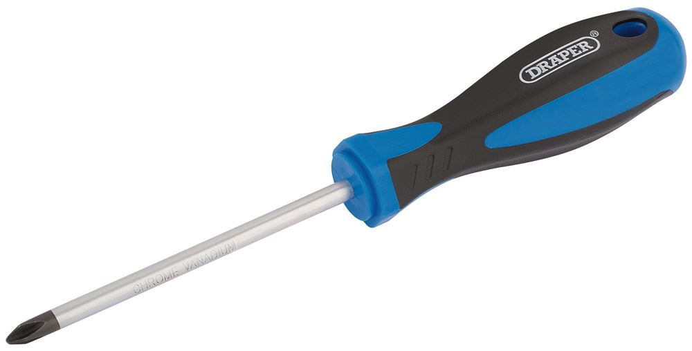 63488 Draper Cross Slot Screwdriver, No.2 x 100mm 976 Mechanics Screwdrivers Professional Trade DIY Workshop Garage Use