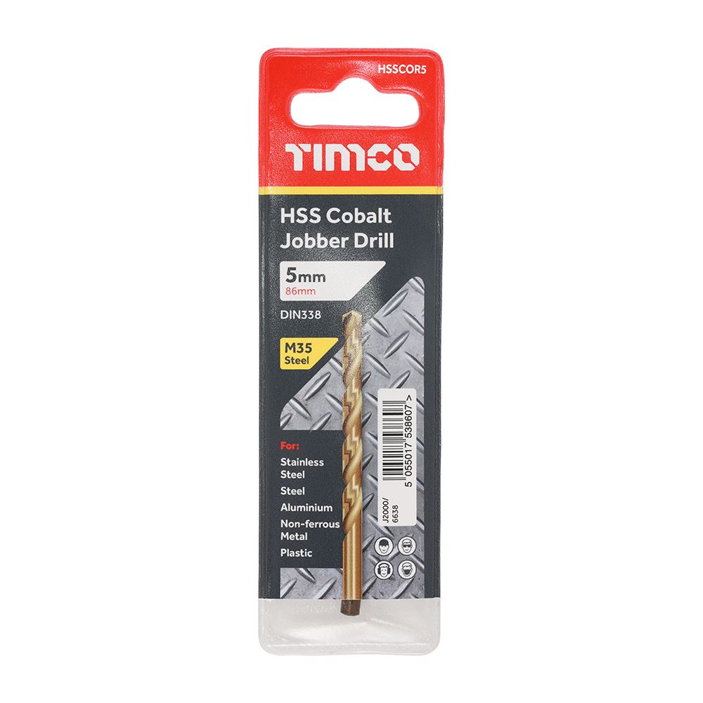 TIMCO HSS-CO Jobber Drill Bit Cobalt 5.0mm Pack 1