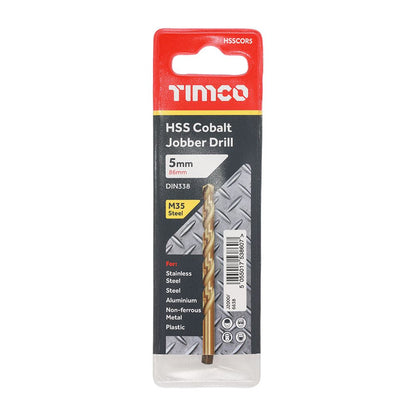 TIMCO HSS-CO Jobber Drill Bit Cobalt 5.0mm Pack 1