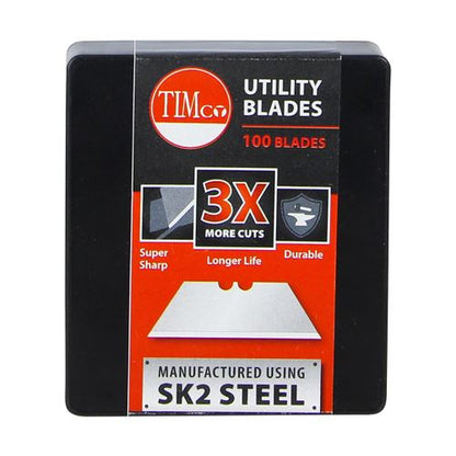 TIMCO Utility Knife Blade 60 x 19 x 0.6 Pack 100