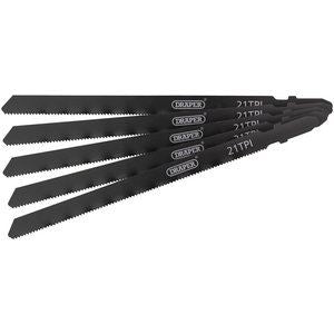 81732 Draper DT318A Jigsaw Blade Set, 130mm, (5 Piece) Jigsaw Blades Professional Trade DIY Workshop Garage Use