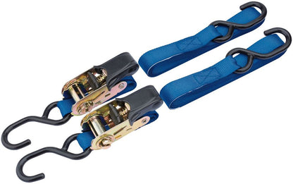 60964 Draper Ratcheting Tie Down Straps, 3.5m x 25mm, 250kg (2 Piece) RTDS25B2/B Straps and Tie Downs Professional Trade DIY Workshop Garage Use