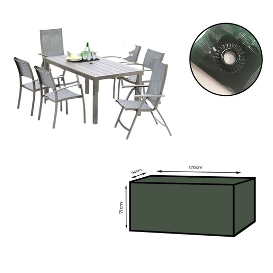 Yuzet XT 6 Seater Rectangular Garden Table Cover Green 170 x 94 x 71cm 100% Waterproof UV Resistant Outdoor Furniture Protector