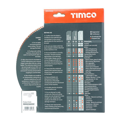 TIMCO Prem Diamond Blade Turbo Cont 230 x 22.2 Pack 1