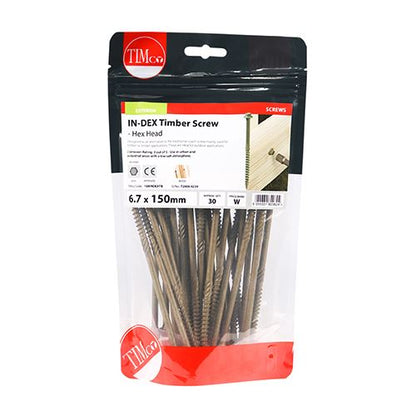TIMCO Hex Head Timber Construction Screws 6.7mm Exterior Green – Various Lengths and Pack Sizes for Landscaping, Timber Framing and Structural Timber Fixing
