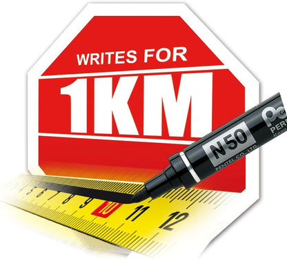 Pentel N60 Permanent Marker Blue Chisel Tip Marker Pens Pack of 12